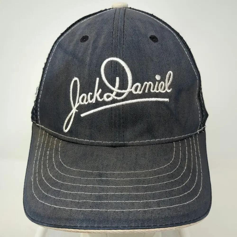 Jack Daniel's Trucker Hat Blue One Size Mesh Back Snapback Embroidered Logo